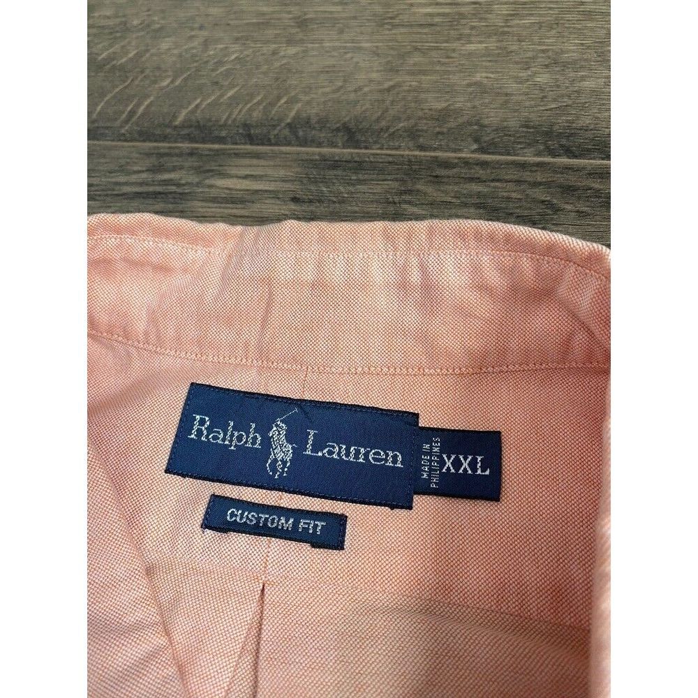 EUC Mens Ralph Lauren Orange long sleeve button up shirt custom fit size XXL - Picture 3 of 8